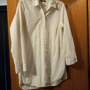 Womens Tommy Bahama Shirt Long Sleeve White Cotton Med 34 Long 20 Armpit